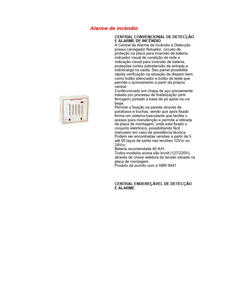 Sistemas de Alarme e Iluminação de Emergência | PDF | Eletrônicos ...