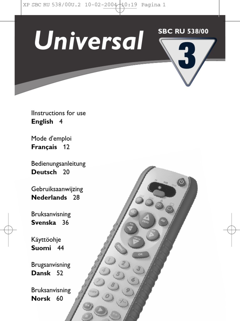 Manual Comando Universal Philips Remote Control Electrical Engineering