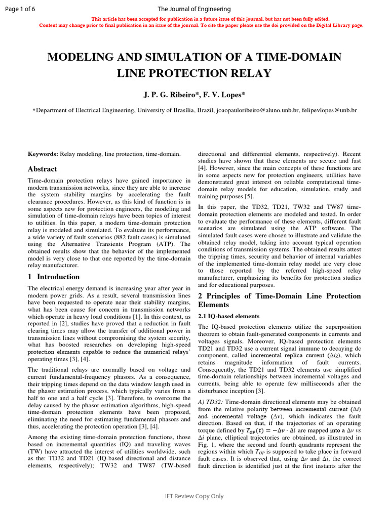 Time-Domain Relay Modeling & Simulation | PDF | Electric Power ...