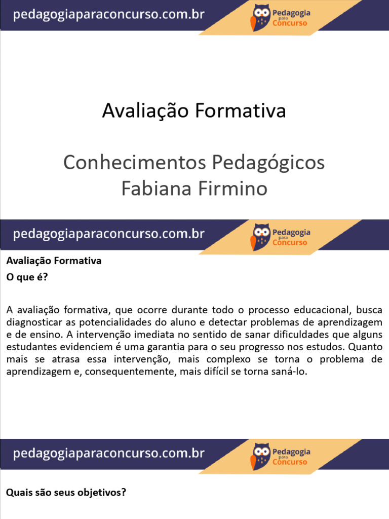 Avaliação Formativa na Educação: Conceitos e Práticas | PDF | Pedagogia ...