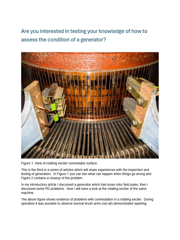Rotating Exciter Commutator Problems | PDF | Electrical Components ...
