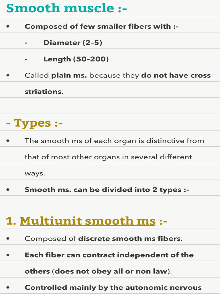 Types and Functions of Smooth Muscle | PDF | Muscle Contraction | Anatomy