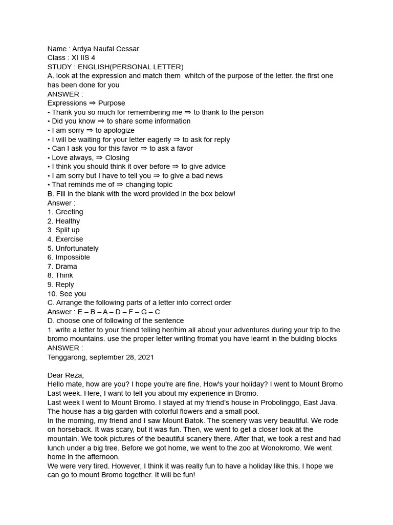 Personal Letter Writing Guide | PDF | Home & Garden