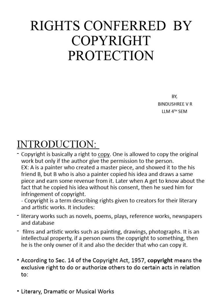 Rights Conferred by Copyright Protection-2 | PDF | Copyright ...