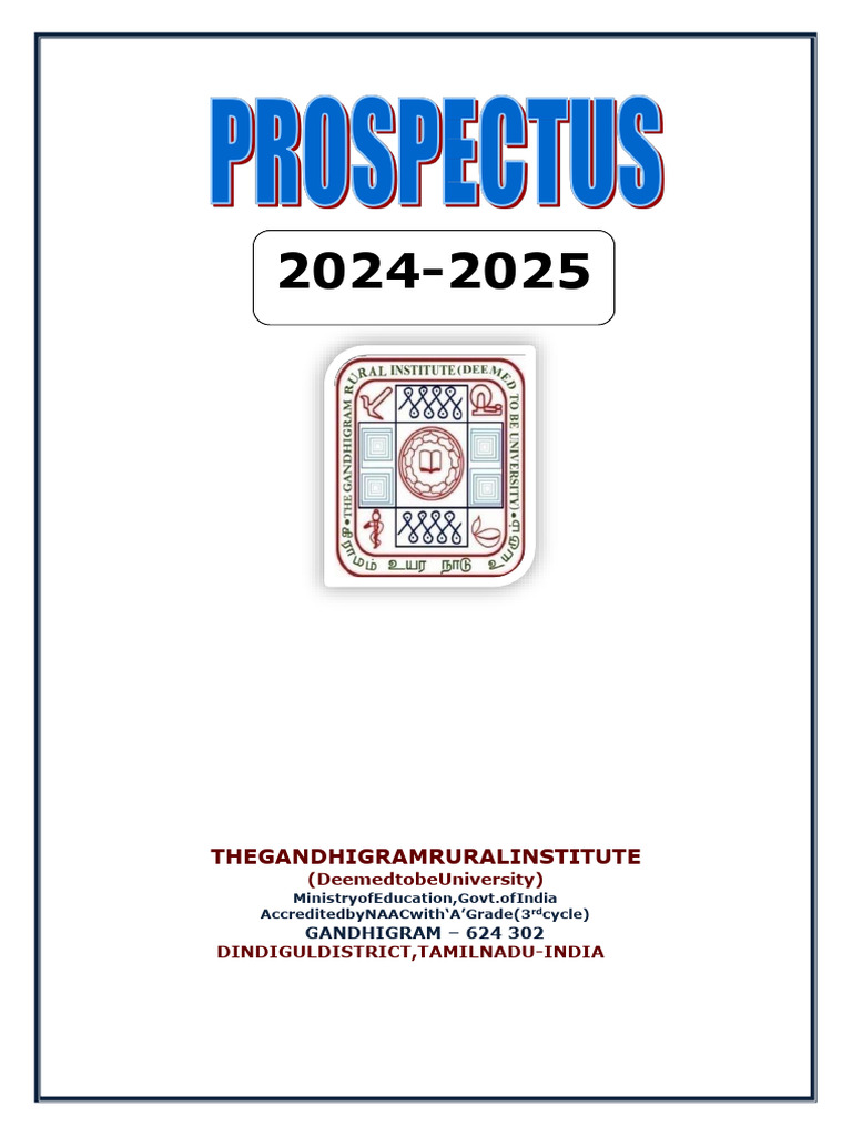 The Gandhigram Rural Institute PDF University And College Admission