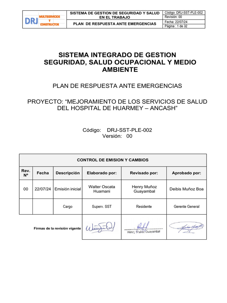 Plan de Emergencias en Salud Laboral | PDF | Seguridad y salud ...