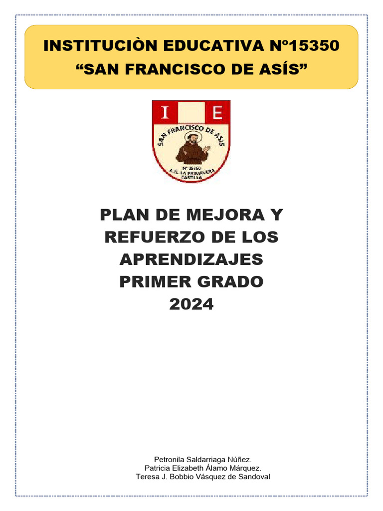 Plan de Mejora Primer Grado 2024 | PDF | Evaluación | Aprendizaje