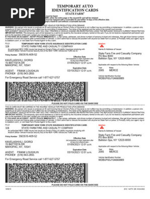 SEGURO NY TEMPORARY NY INSURANCE CARD