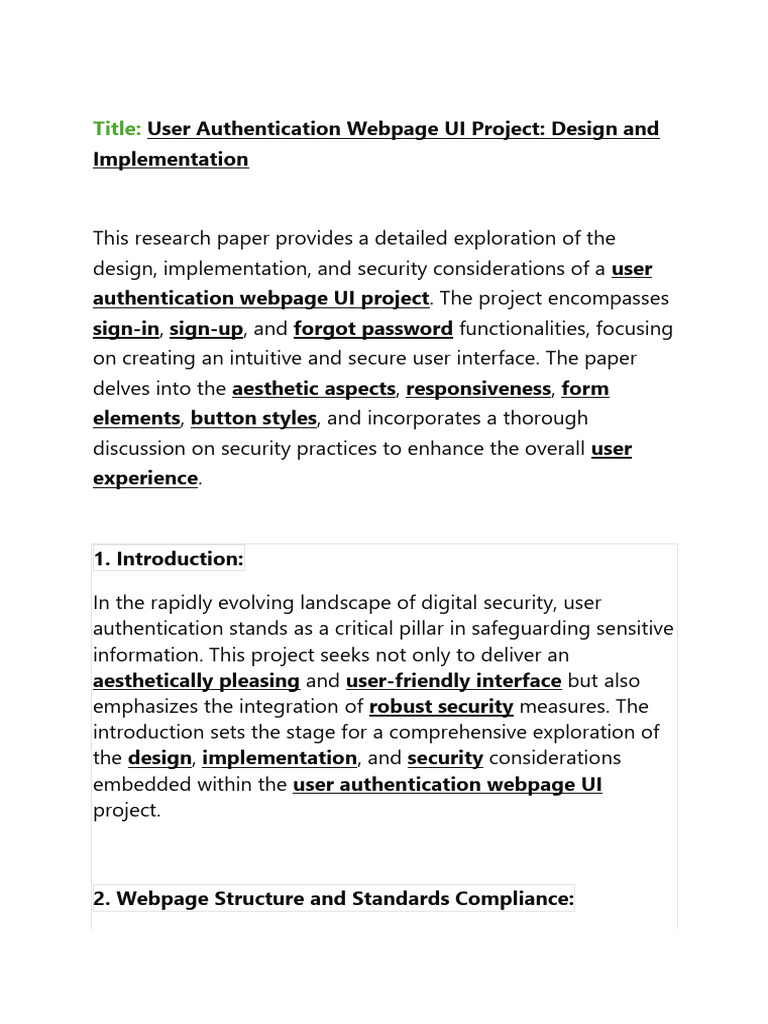 User Authentication UI | PDF | Usability | Computer Security