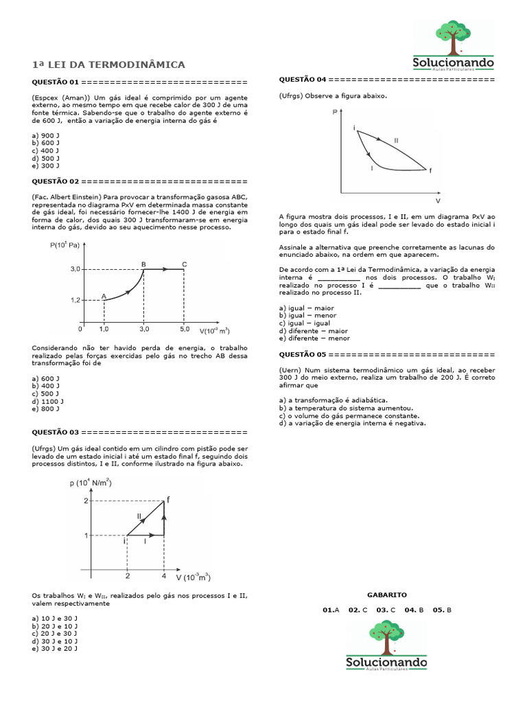 11 - 1 Lei Da Termodinâmica | PDF | Termodinâmica | Gases