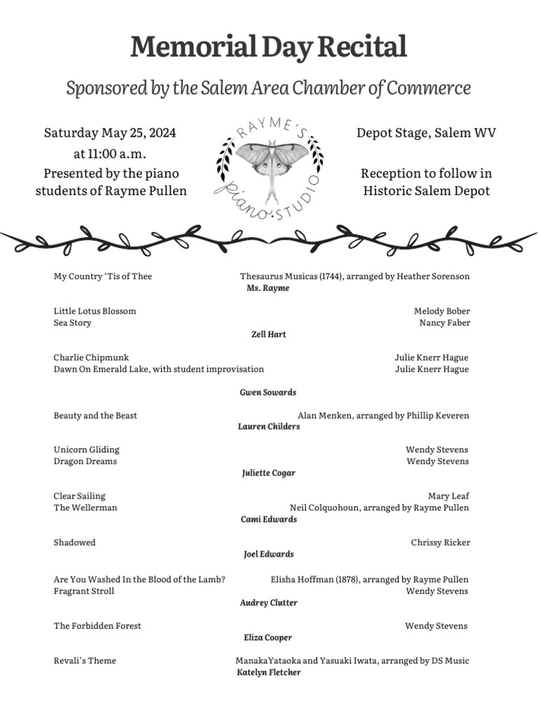 2024 Memorial Day Recital Program | PDF