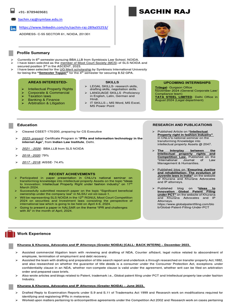 Sachin CV | PDF | Intellectual Property | Trademark