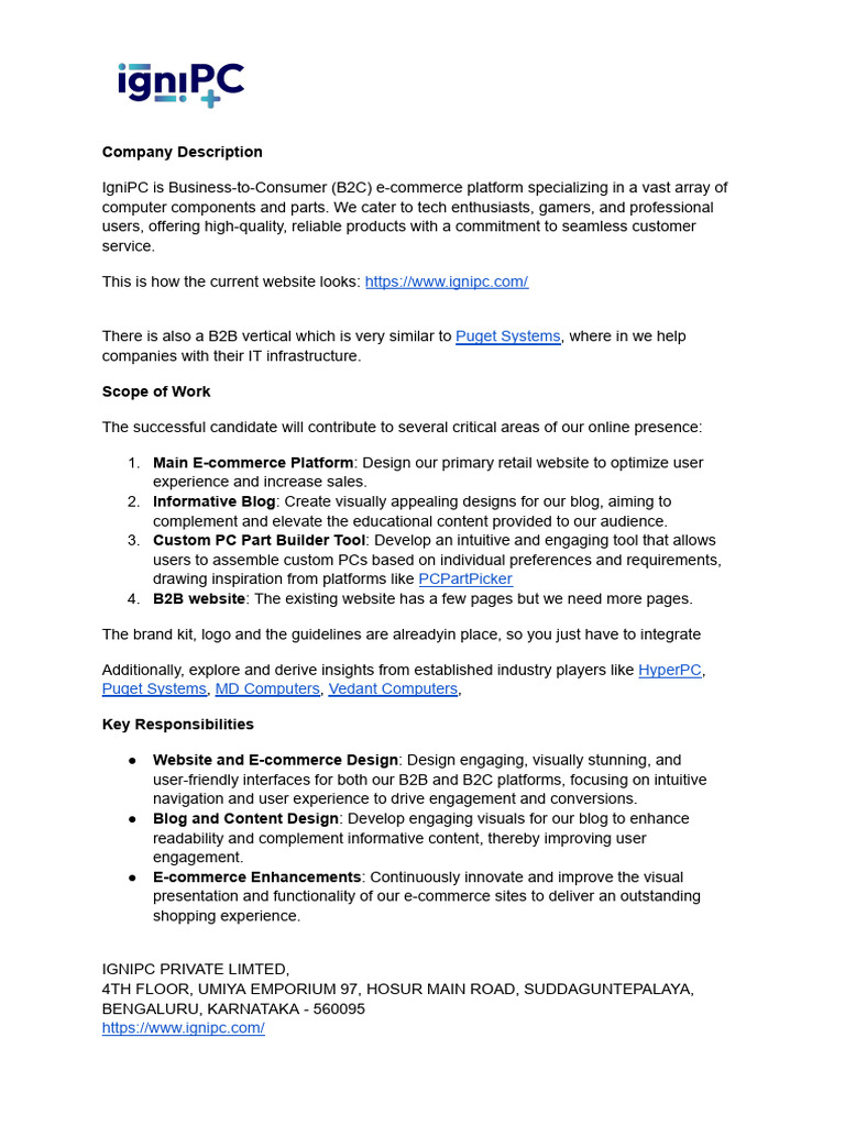 IgniPC E-commerce Design Project Overview | PDF | User Interface | E ...