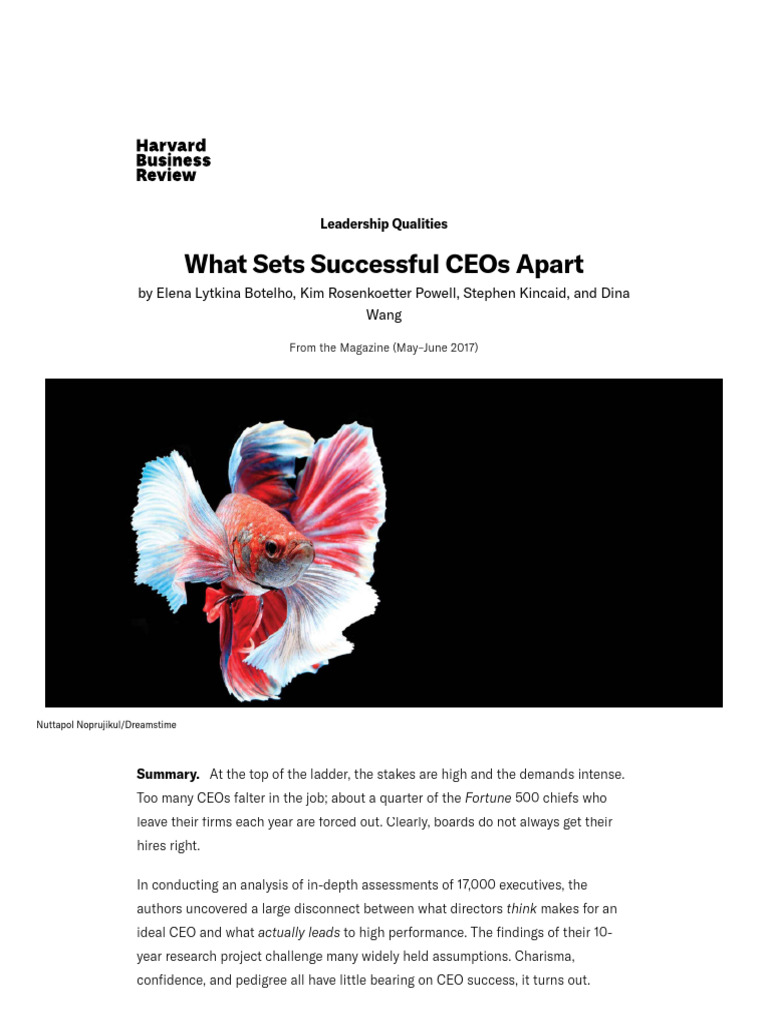 4 Things That Set Successful CEOs Apart | PDF | Chief Executive Officer ...