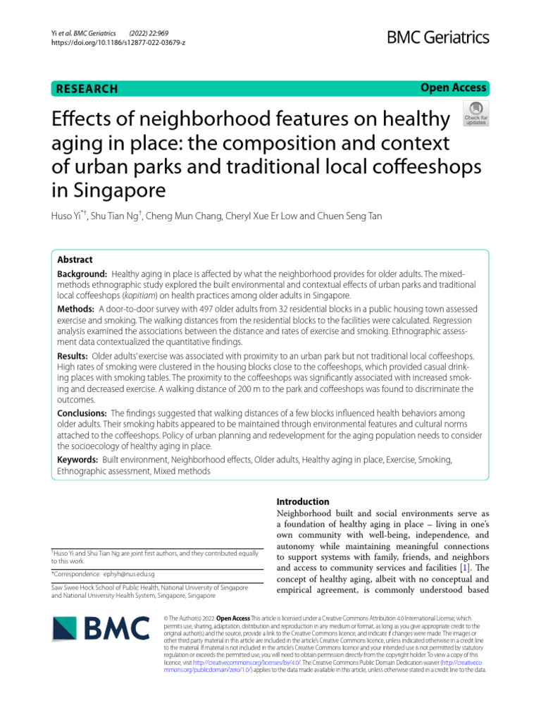 Effects of Neighborhood Features On Healthy Aging in Place: The ...