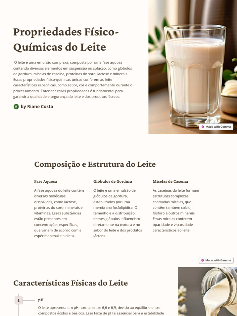 Propriedades Físico-Químicas do Leite | PDF | Leite | Ácido