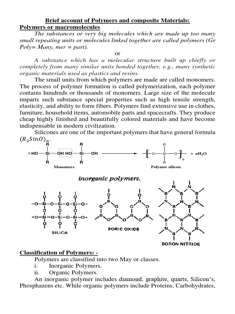 Brief Account of Polymers and Composite Materials | PDF ...