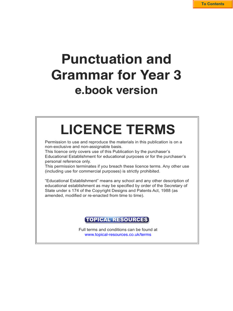 Year 3 Grammar & Punctuation Guide | PDF | Verb | Question