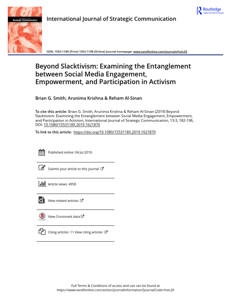 Beyond Slacktivism in Social Media Activism | PDF | Social Media ...