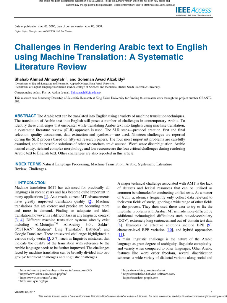 Challenges in Rendering Arabic Text To English Usi | PDF | Human ...