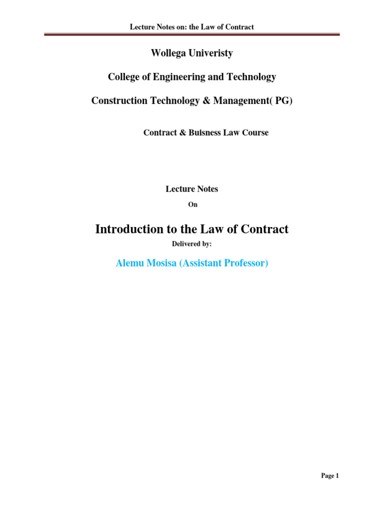 Overview of Contract Law Principles | PDF | Offer And Acceptance ...