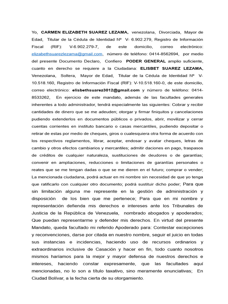 Poder General para Representación Legal | PDF | Cheque | Documento de ...