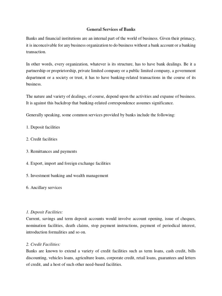 Essential Banking Services Overview | PDF | Banks | Personal Finance