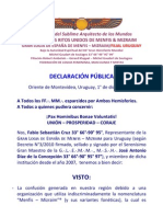 Declaracion Publica Menfis Mizraim Uruguay