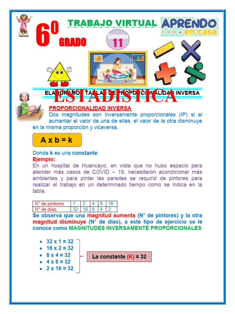 Tablas de Proporcionalidad Inversa | PDF