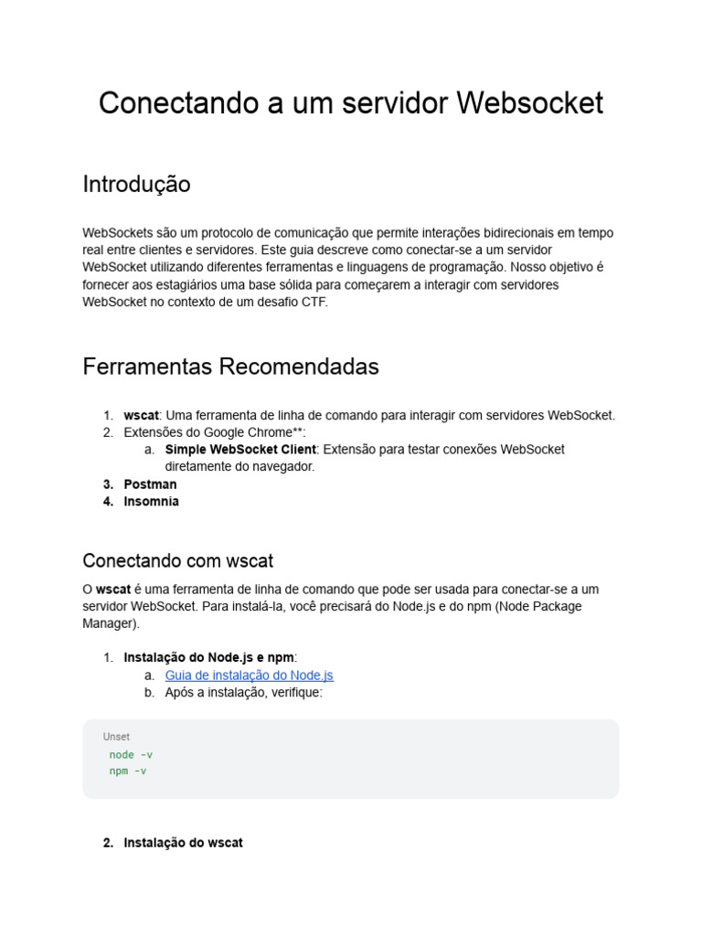 Conexão a Servidor WebSocket: Guia Prático | PDF | Servidor ...