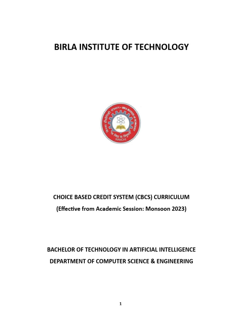 BTech in AI Curriculum 2023-24 | PDF | Computing | Artificial Intelligence