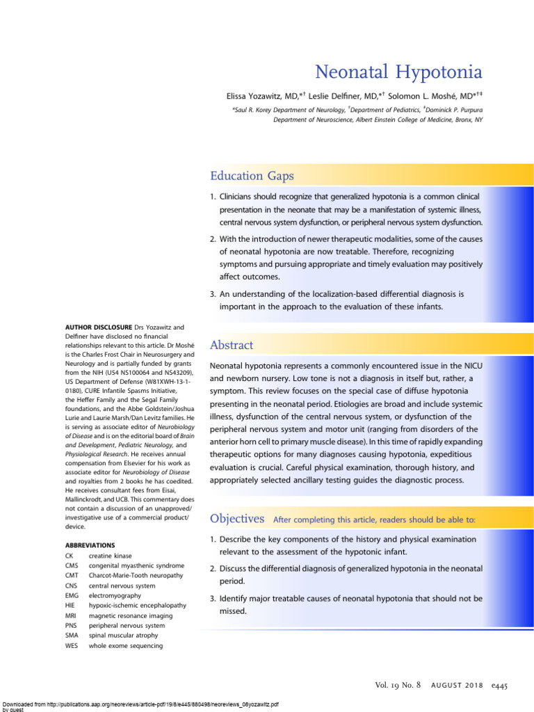 Neoreviews 08yozawitz | PDF | Genetic Disorder | Neuromuscular Junction