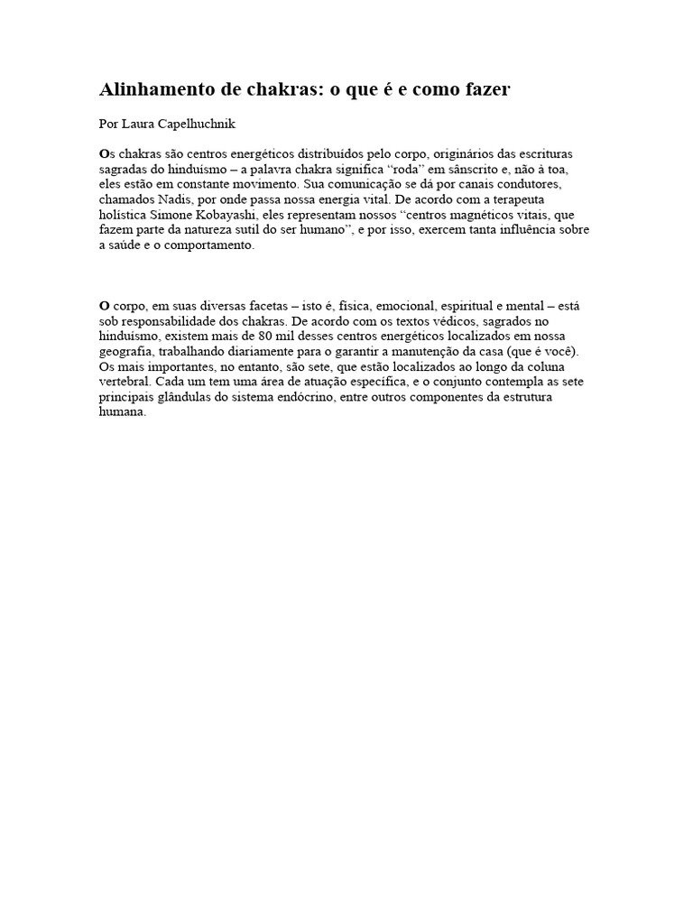 Alinhamento de Chakras | PDF | Chacra | Corpo humano