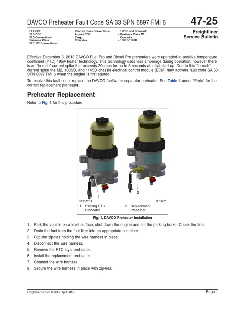 DAVCO Preheater Fault Code SA 33 | PDF | Land Vehicles | Motor Vehicle