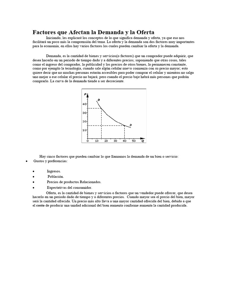 Factores Que Afectan La Demanda y La Oferta | PDF | Oferta (economía ...