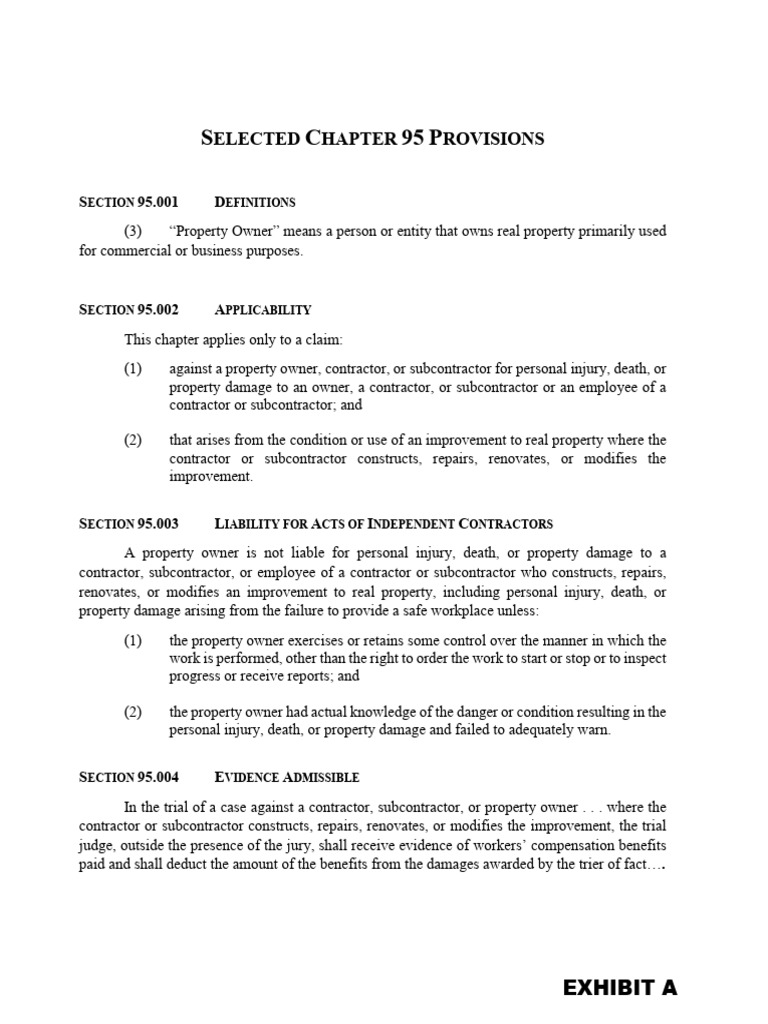 Chapter 95: Property Owner Liability Rules | PDF