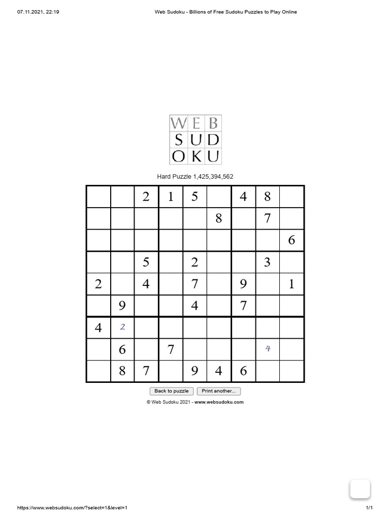 Web sudoku billions of free sudoku puzzles to play online pdf