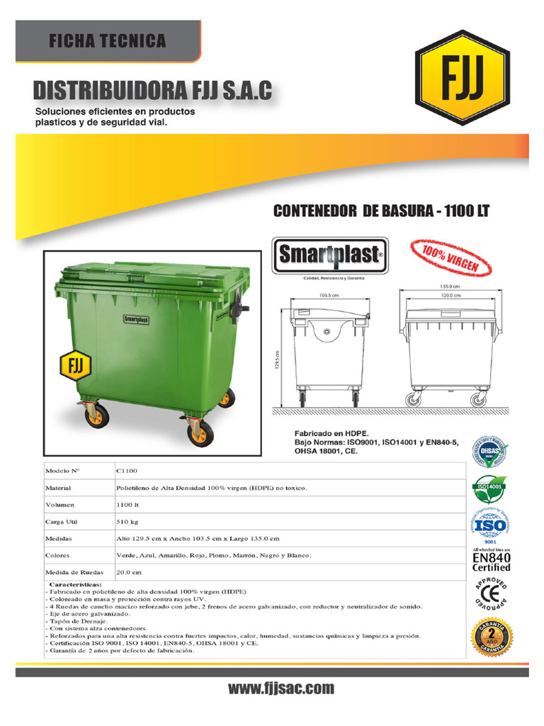 c1100 - Contenedor de 1100 Litros - Smartplast | PDF