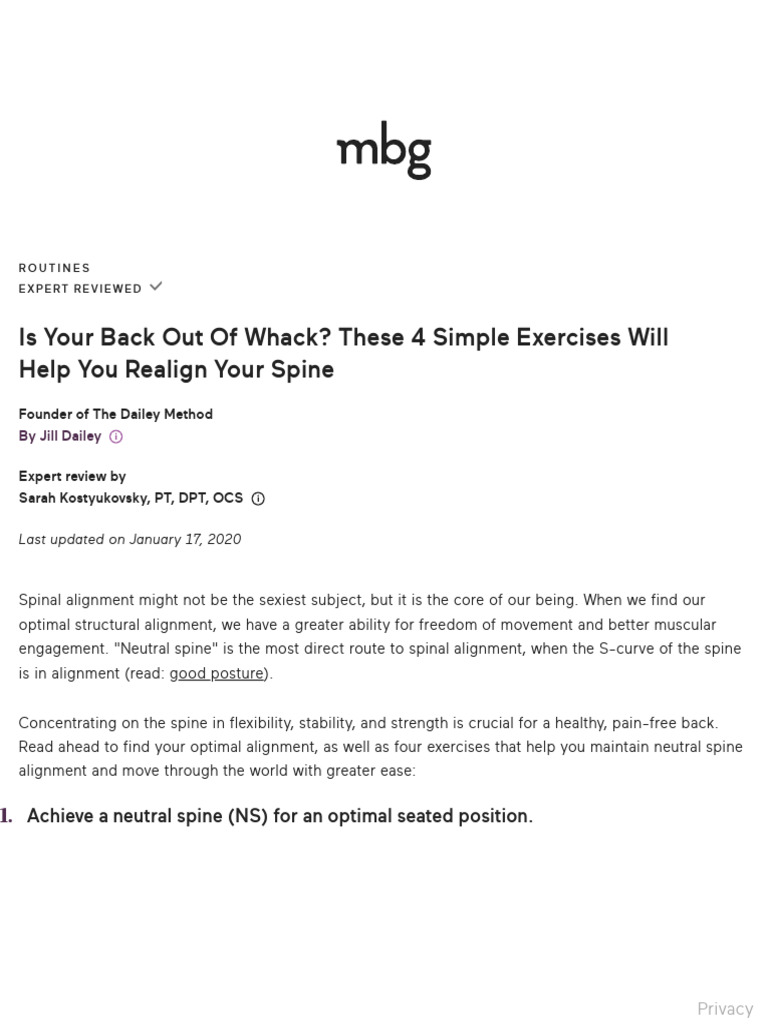 4 Simple Exercises That Will Help You Realign Your Spine | PDF ...