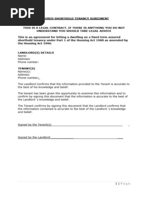 TENANCY AGREEMENT 2022