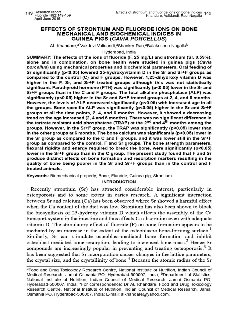 Effects of Strontium and Fluoride Ions On Bone Mechanical and ...