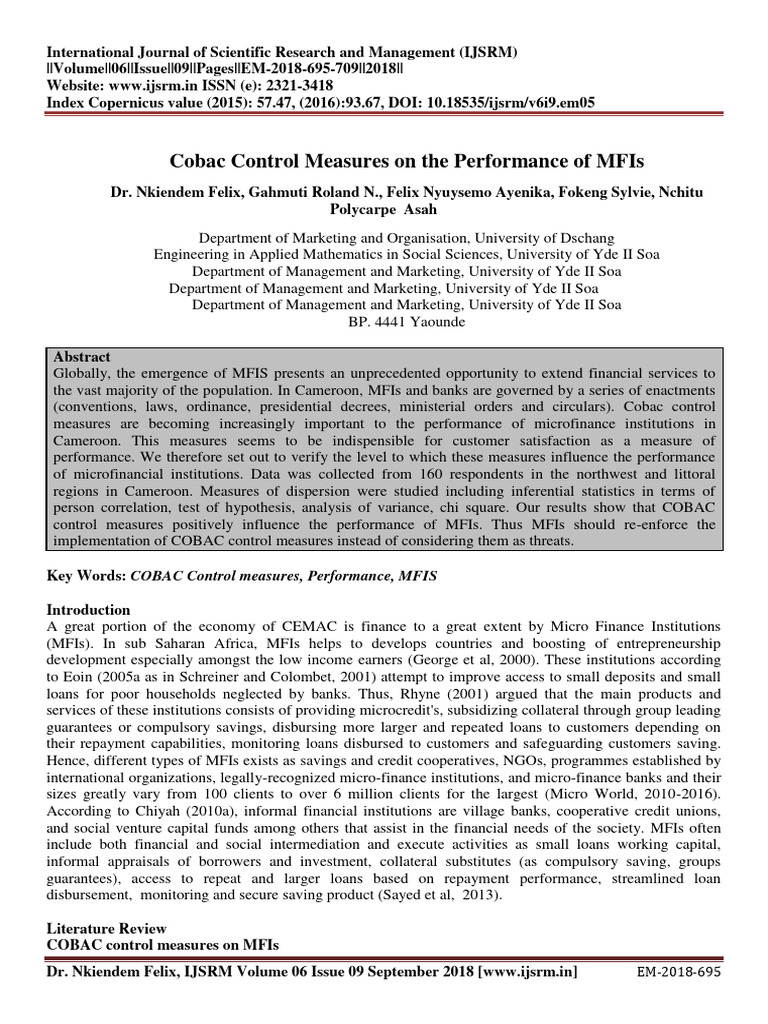 Cobac Control Measures On The Performance of Mfis | PDF | Microfinance ...