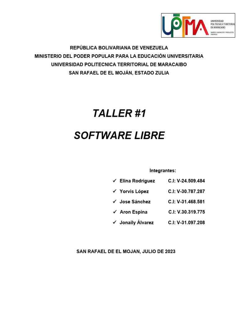 Taller #1 Software Libre | PDF | Software libre | Software