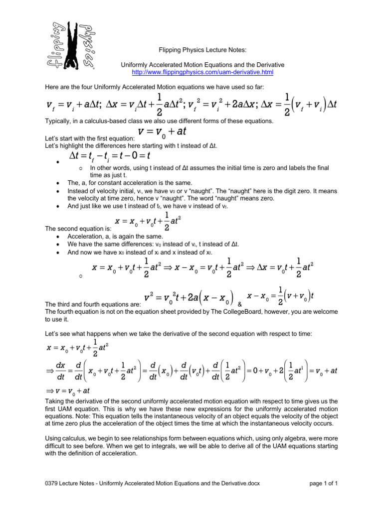 UAM Equations and Derivatives Explained | PDF | Science & Mathematics