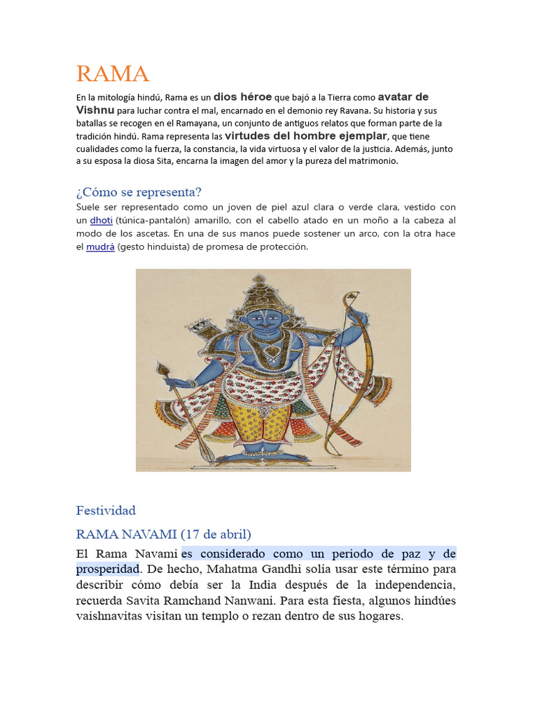 Rama y dioses del hinduismo | PDF | Rama