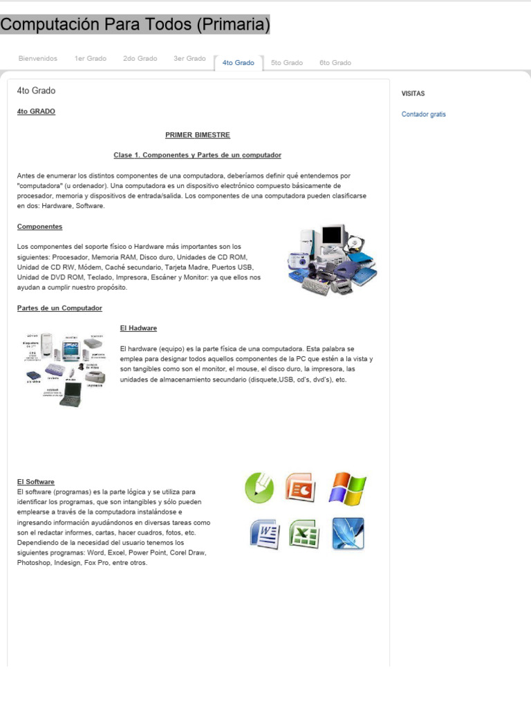 Componentes y Uso de Computadoras Primaria | PDF | Sitios web | Red mundial