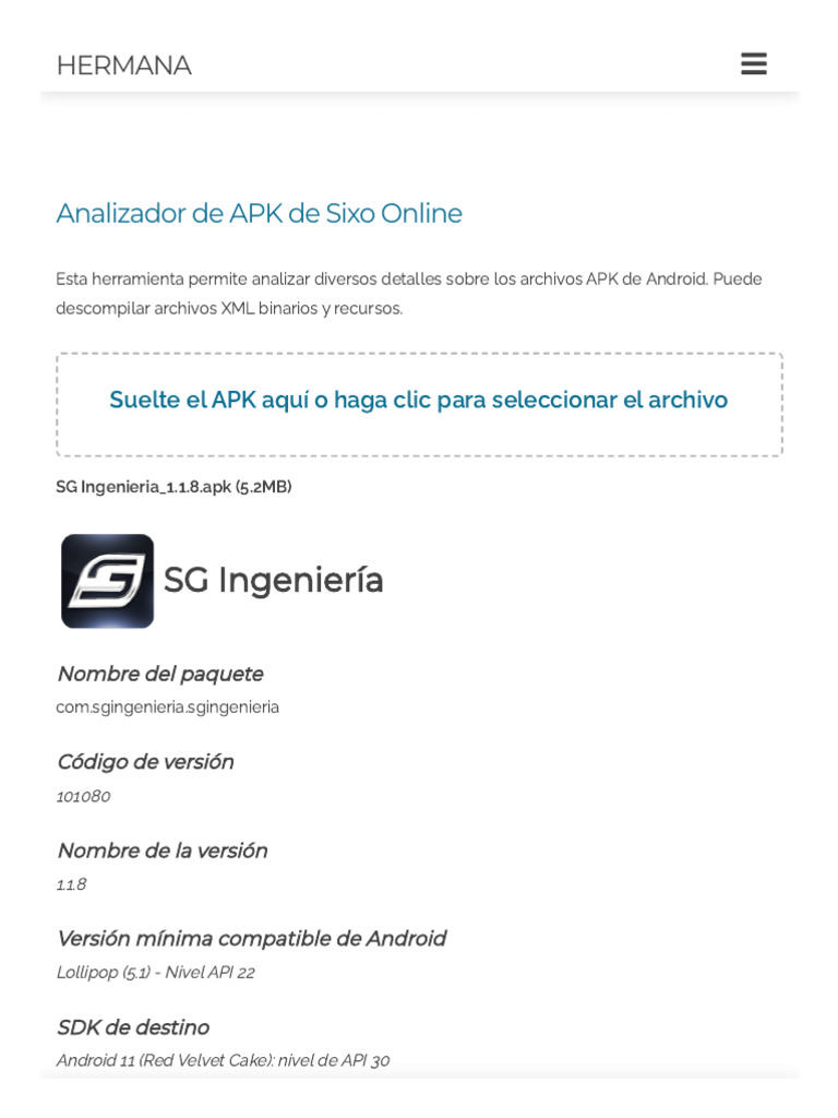 Analizador de APK en Línea de Sixo - Hermana | PDF | Android (sistema ...
