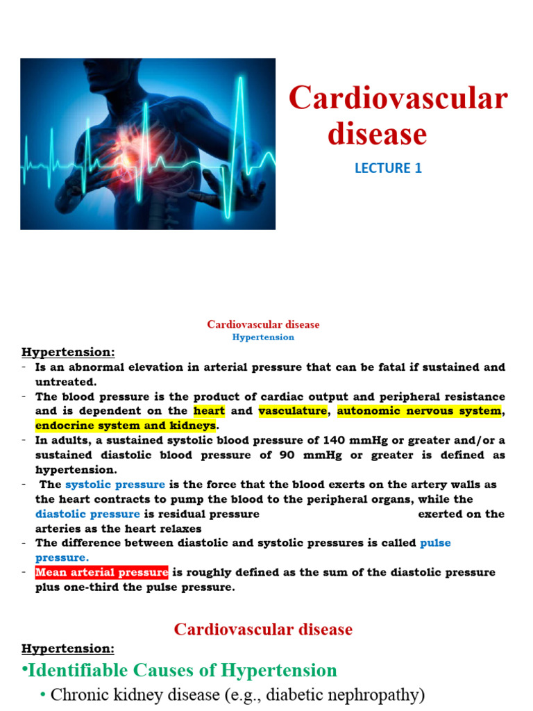 Lect. 1 Cardiovascular Disease | PDF | Hypertension | Blood Pressure