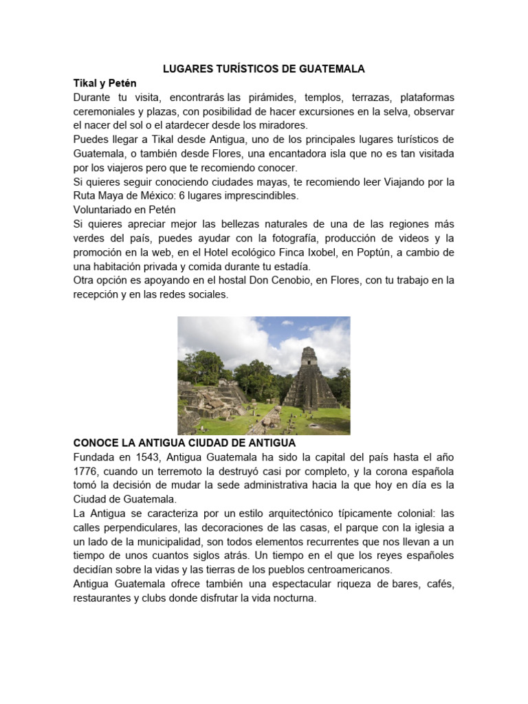 Lugares Turísticos Imperdibles en Guatemala | PDF | Guatemala