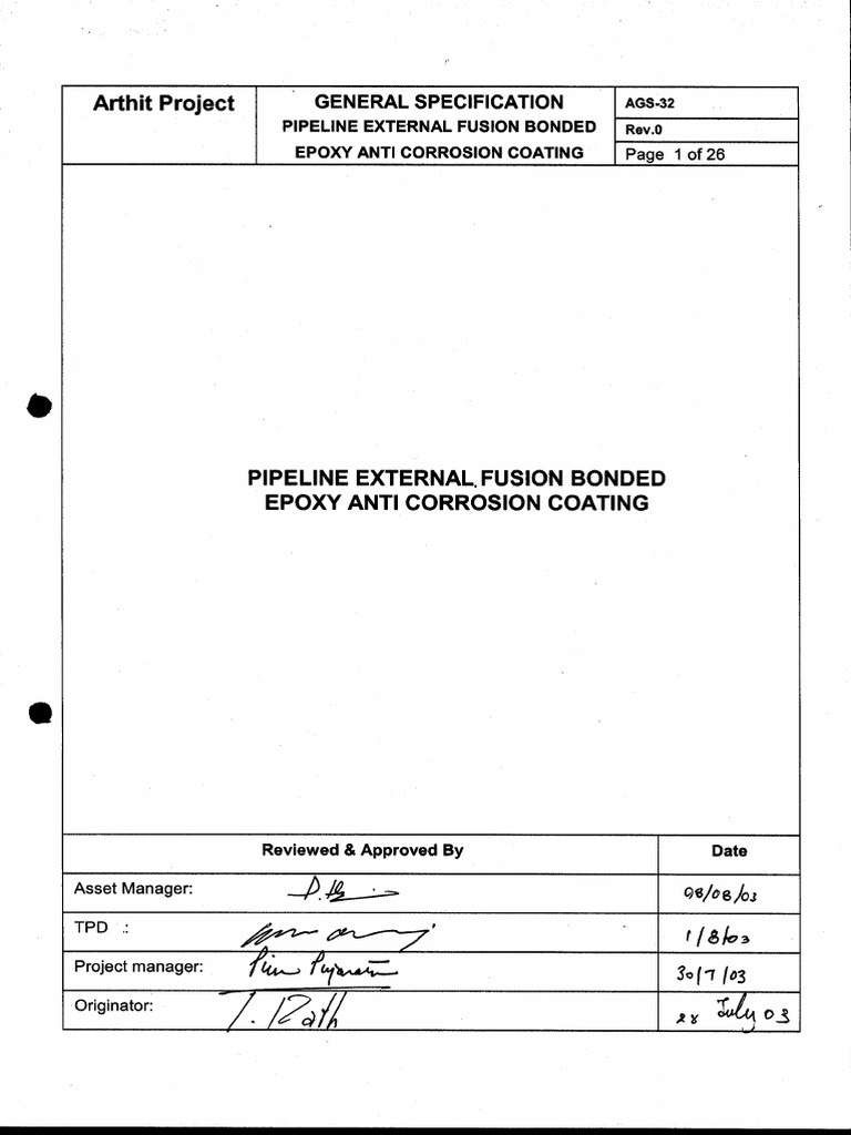 Fusion Bonded Epoxy Coating Specification | PDF | Pipe (Fluid ...